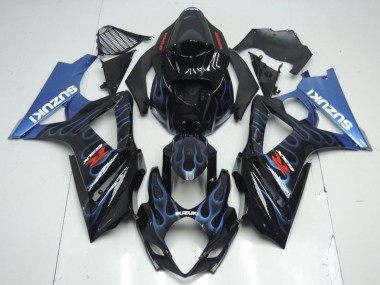 Acheter Kits Carénage Moto Suzuki GSXR 1000 2007-2008 - Noir Brillant Bleu Flamme