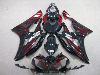 Acheter Carénages Moto Yamaha YZF R6 2006-2007 - Noir Brillant Rouge Flamme
