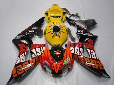 Acheter Carénage Moto Honda CBR1000RR 2004-2005 - Jaune Orange Noir Brillant Repsol Rossi 46