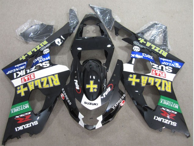 Carénages Moto Suzuki GSXR 600 2004-2005 - Noir Brillant Blanc Vert Jaune Rizla