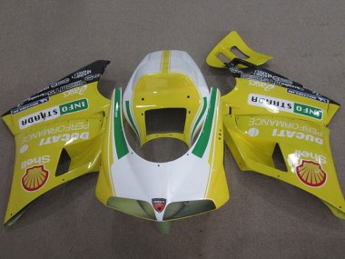 Acheter Carénages Moto Ducati 748 1993-2005 - Jaune Blanc Vert Shell Info Strrda